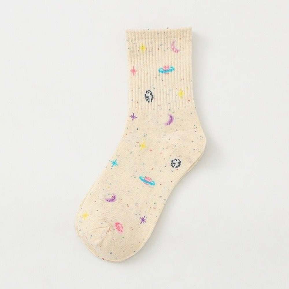 Planets and Moon Tube Socks In Khaki